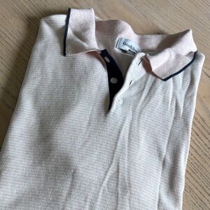 Goodfellow & Co Men's Soft Pink Polo with Navy Accents